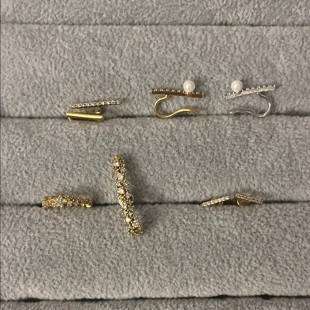 Pearl & Crystal Ear Climbers in Gold and Silver - Women's Earrings